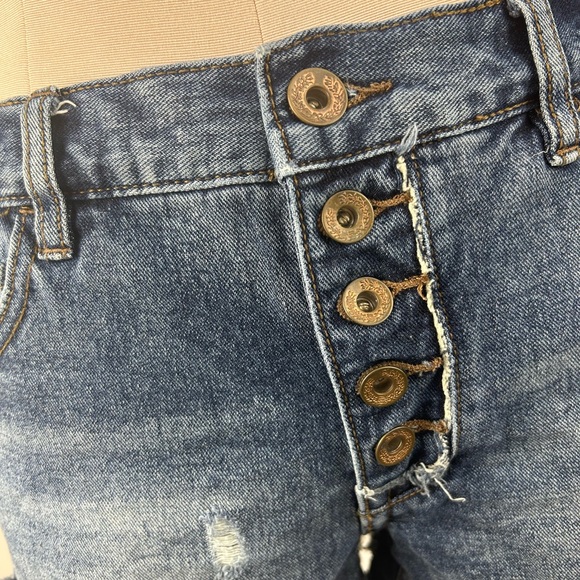 Free People High Low Cut Off Button Fly Denim Shorts Size 26 - Picture 4 of 9